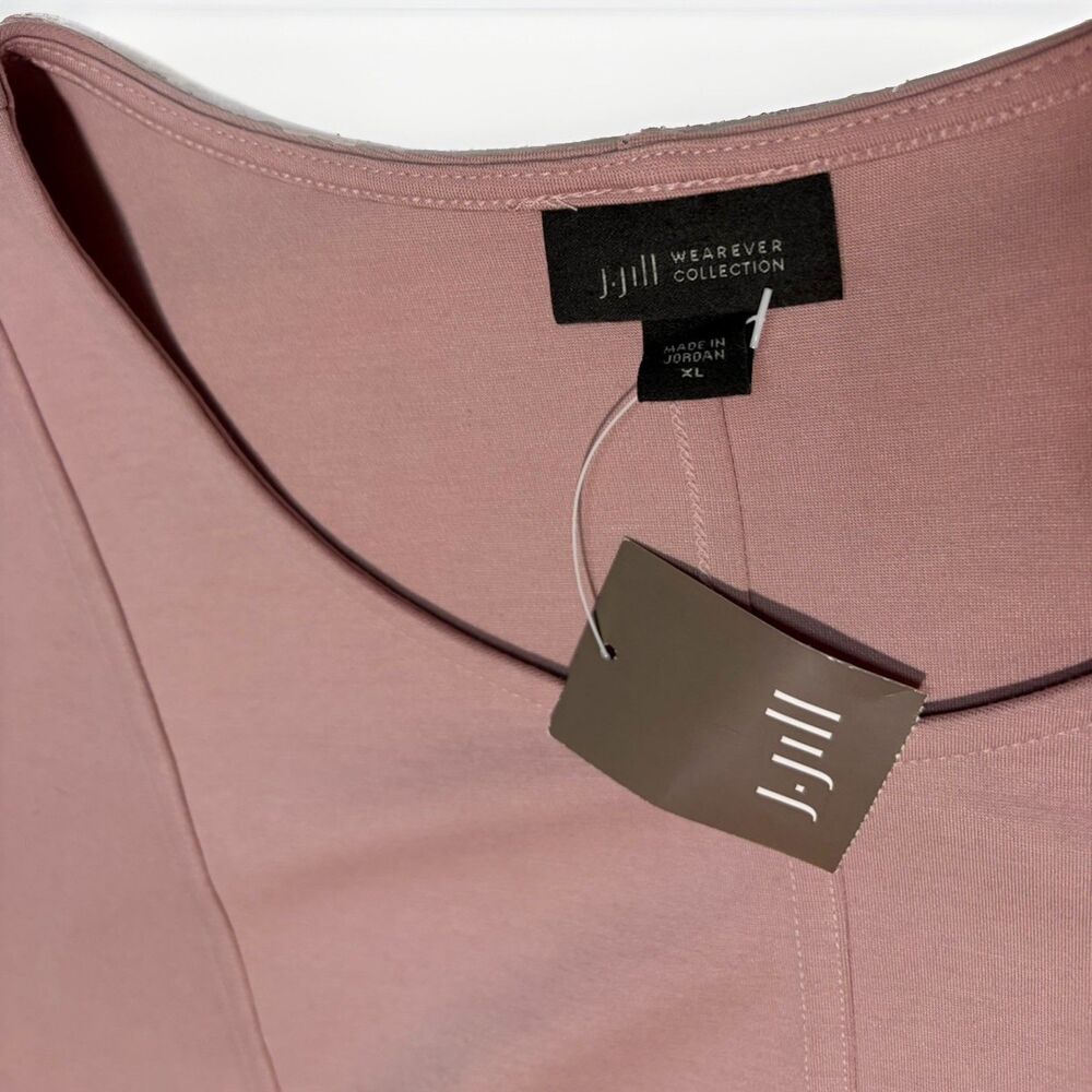 J. Jill Wearever Collection Dusty Plum Purple Scoop Neck Seamed Top Shirt XL NWT - Picture 2 of 4